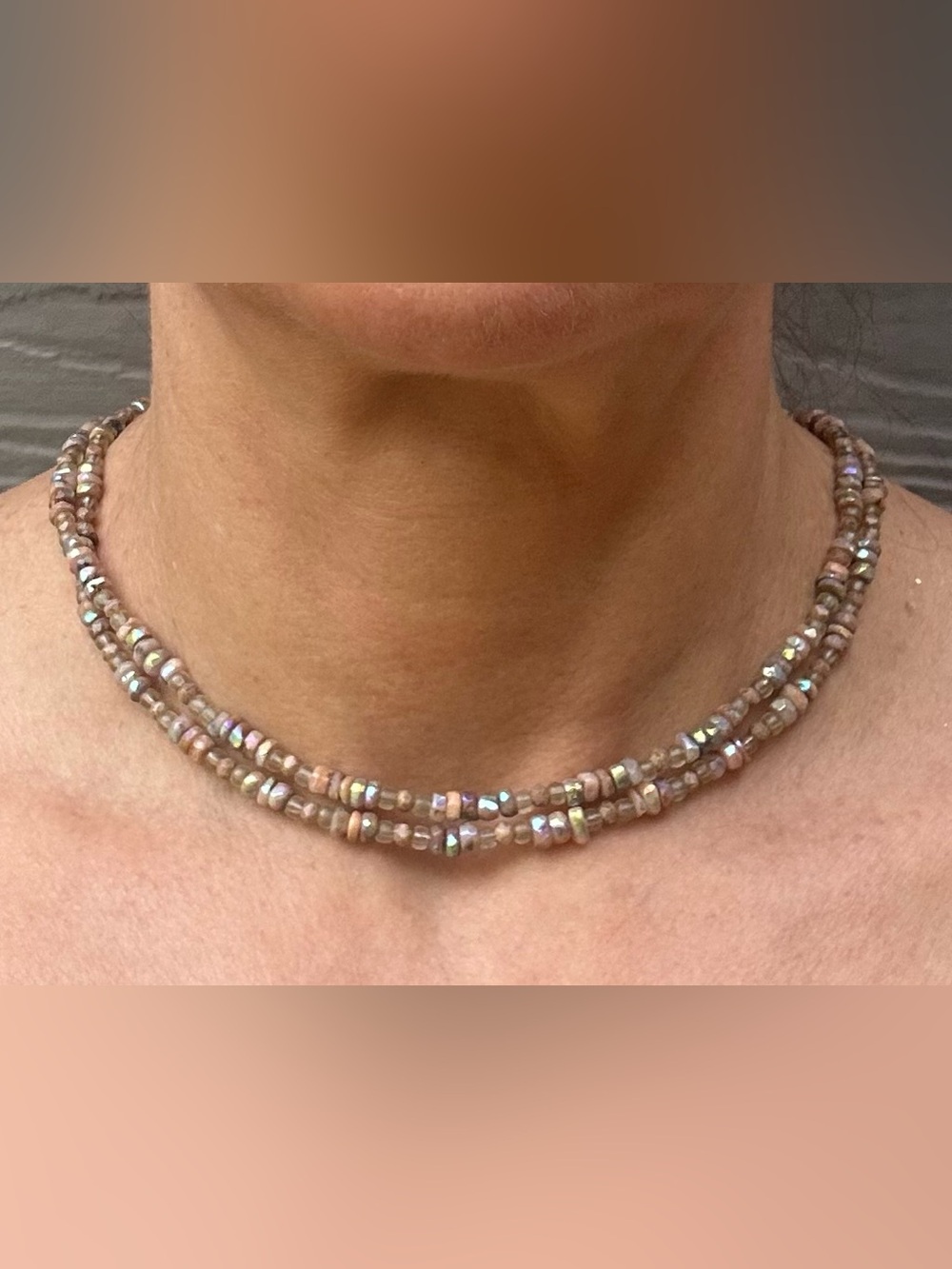 NWOT Artisan Iridescent Blush Beaded Double-Strand Necklace